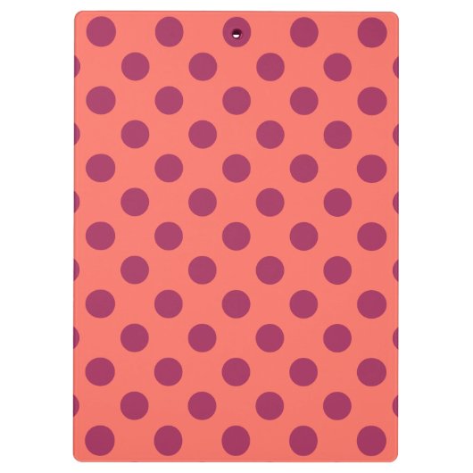 Wijnrode stippen en levende koraalpolka klembord (Achterkant)