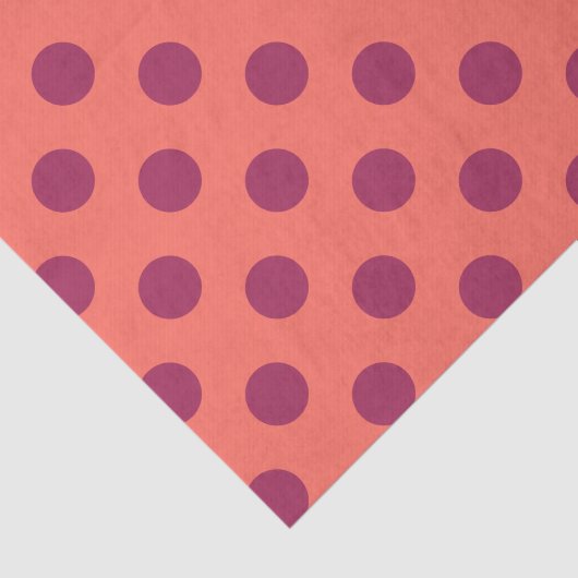 Wijnrode stippen en levende koraalpolka tissuepapier (Detail)