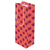 Wijnrode stippen en levende koraalpolka wijn cadeautas (Voorkant Gekanteld)