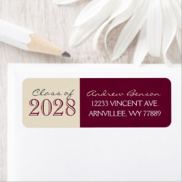 Wijnrood & Crème Afstudeer Retouradreslabels Etiket