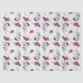 Wijnrood en Stofblauw Botanisch Bloemendesign Chic Tissuepapier (Voorkant)