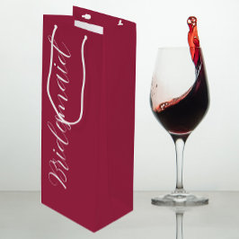 Wijnrood gestileerd schrift bruidsmeisje voor de b wijn cadeautas