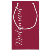 Wijnrood gestileerd script bruiloft bruidsmeisje klein cadeauzakje (Achterkant)