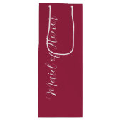 Wijnrood gestileerd script Maid of Honor Wijn Cadeautas (Voorkant)