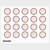 Wijnrood Glitter Quince Años Sticker Label (Vel)