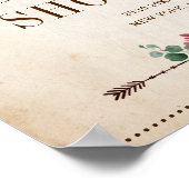 Wijnrood marinebloem rustieke bruidsdouche verwelk poster (Hoek)