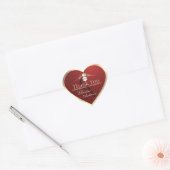 Wijnrood met gouden rand Logo Monogram Dank je wel Hart Sticker (Envelop)