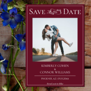 Wijnrood Modern Foto Save the Date