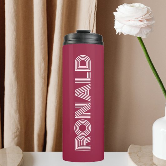Wijnrood Moderne Typografie Gepersonaliseerd Thermosbeker