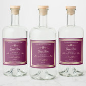 Wijnrood Product Label Goud Lijst en Roos Likeurfles Etiket (Flessen)