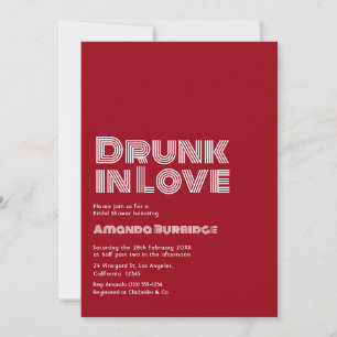 Wijnrood Script Drink in Love Retro Vrijgezellenfe Kaart