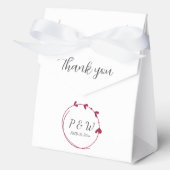 Wijnrood Simpele Hart Krans Monogram Bruiloft Bedankdoosjes (Voorkant)