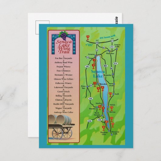 Wijnroute Seneca Lake Vintage Ansichtkaart Briefkaart (Voorkant / Achterkant)