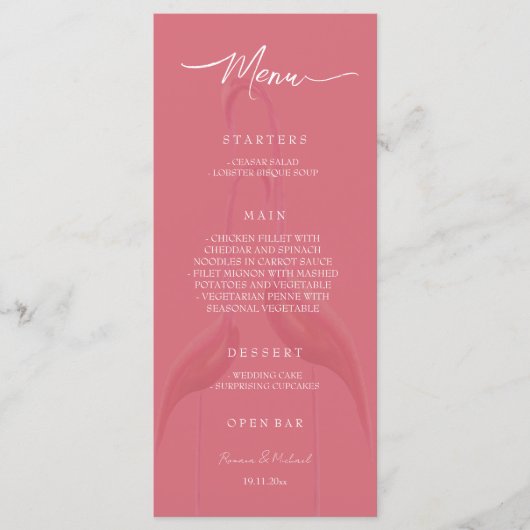 Wijnroze flamingo elegant menu (Voorkant)