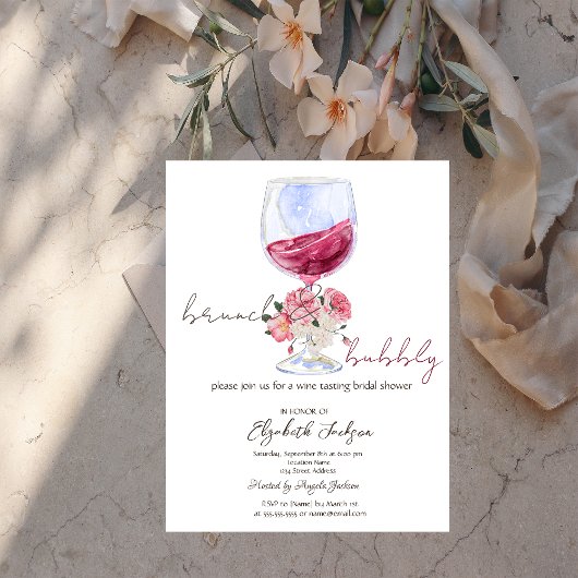 Wijnrozen Glitterdruppels Brunch Bubbel Kaart