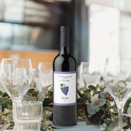 Wijnrustieke Flesetiket Sticker met Druiven