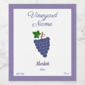 Wijnrustieke Flesetiket Sticker met Druiven (Enkel label)