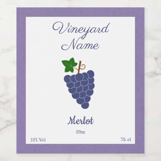 Wijnrustieke Flesetiket Sticker met Druiven (Enkel label)