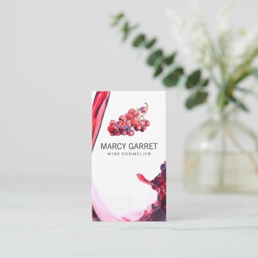 wijnschenking | plons | Wijndruiven en vaten Visitekaartje (Staand voorkant)