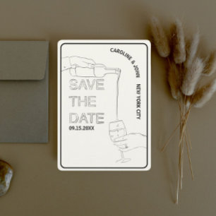 Wijnschets Bruiloft Save The Date Kaart