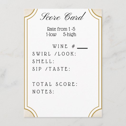 Wijnscore Kaart (Voorkant)