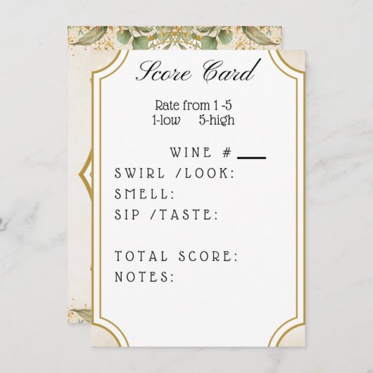 Wijnscore Kaart (Voorkant / Achterkant)