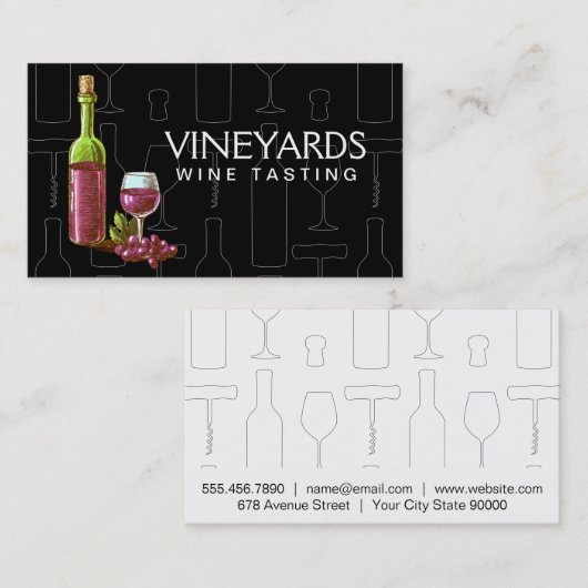 wijnset | Fles en glas Visitekaartje (Voorkant / Achterkant)