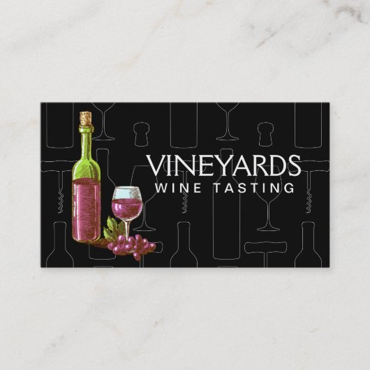 wijnset | Fles en glas Visitekaartje (Voorkant)