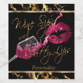 Wijnslokjes en  lippen - Donkerroze - Marmer Wijn Etiket (Enkel label)