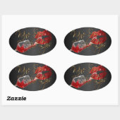 Wijnslokjes en rode lippen op zwart ovale sticker (Vel)