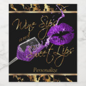 Wijnslokjes en zoete lippen - Paarse - Marmer Wijn Etiket (Enkel label)