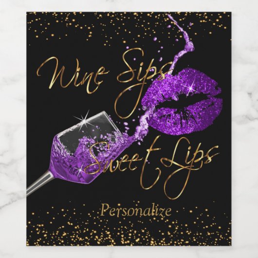 Wijnslokjes en zoete lippen - Paarse Wijn Etiket (Enkel label)