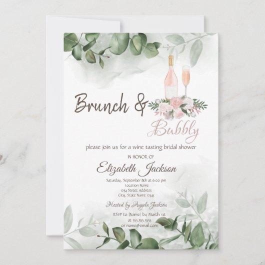 Wijnsmaak - Eucalyptus Greenery Brunch & Bubble Kaart (Voorkant)