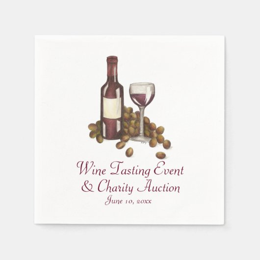 Wijnsnijstaart Bottelglazen druiven Servet (Voorkant)