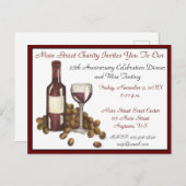 Wijnsnijstaart Cocktail Party Druiven Flesglas Uitnodiging Briefkaart (Voorkant / Achterkant)