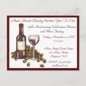 Wijnsnijstaart Cocktail Party Druiven Flesglas Uitnodiging Briefkaart (Voorkant)