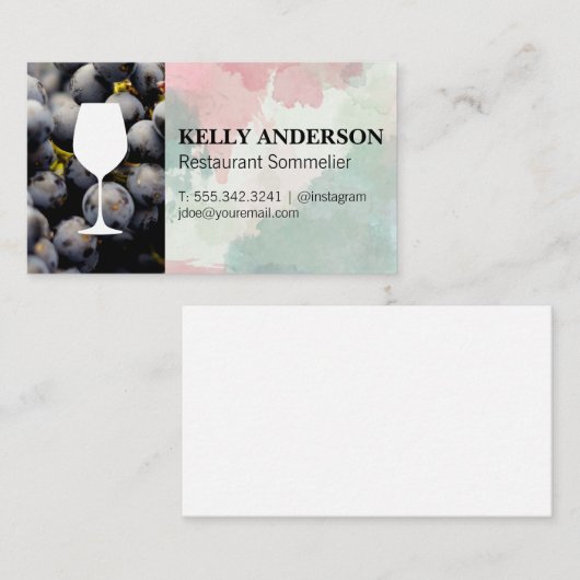 Wijnsommelier | Waterverf | Wijnstok Visitekaartje (Voorkant / Achterkant)