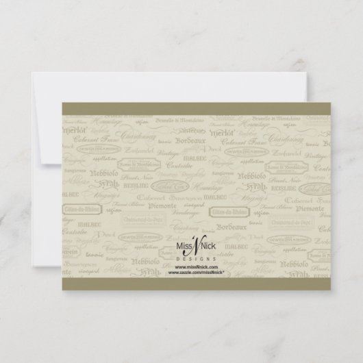 Wijnsoort en Fantasievolle Fles RSVP-kaart RSVP Kaartje (Achterkant)