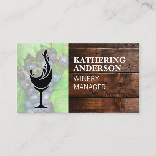Wijnspat Logo | Houten Kelder | Druiven  Visitekaartje (Voorkant)