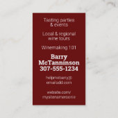 Wijnstoersen met een smaakgevende wijnbiefster visitekaartje (Achterkant)