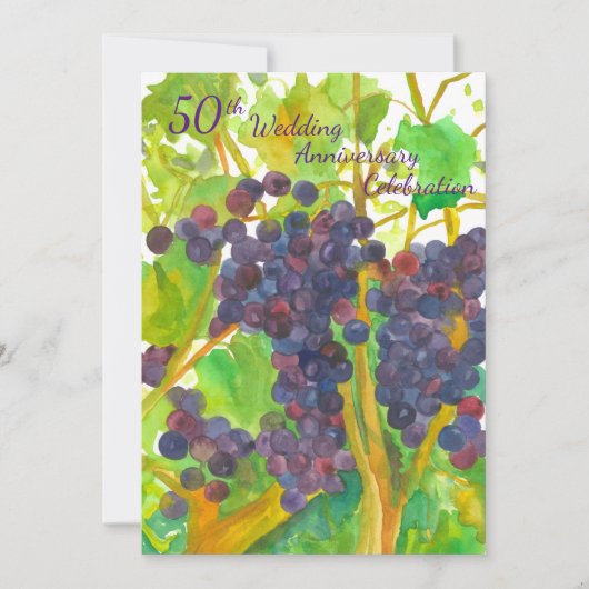 Wijnstok 50ste huwelijksjubileum uitnodiging (Voorkant)