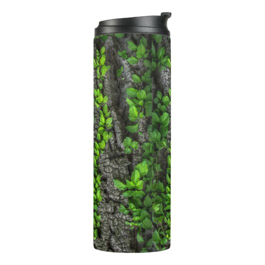 Wijnstok bedekt boomschors blad groen bruin thermosbeker (Gedraaid links)