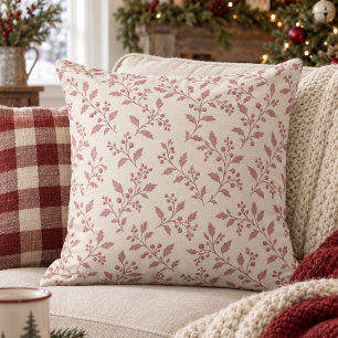 Wijnstok & Bes Kerstpatroon Cranberry ID1337 Kussen