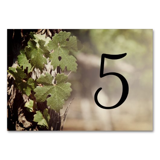 Wijnstok Blad Tafel Nummers Kaart (Voorkant)