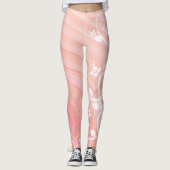 Wijnstok & Bloem Scroll Over Perzik en Roze Spiraa Leggings (Voorkant)
