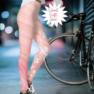 Wijnstok & Bloem Scroll Over Perzik en Roze Spiraa Leggings