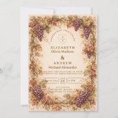 Wijnstok Druiven Bruiloft Kaart (Voorkant)