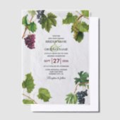 Wijnstok Druiven Mediterrane Griekse Eiland Trouw Vellum Uitnodigingen (Offset)