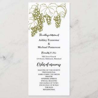 Wijnstok Elegante Wijngaard Italië Trouwprogramma Programmakaart