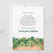 Wijnstok en hout rustieke St Patricks Day bruiloft Bedankkaart (Achterkant)